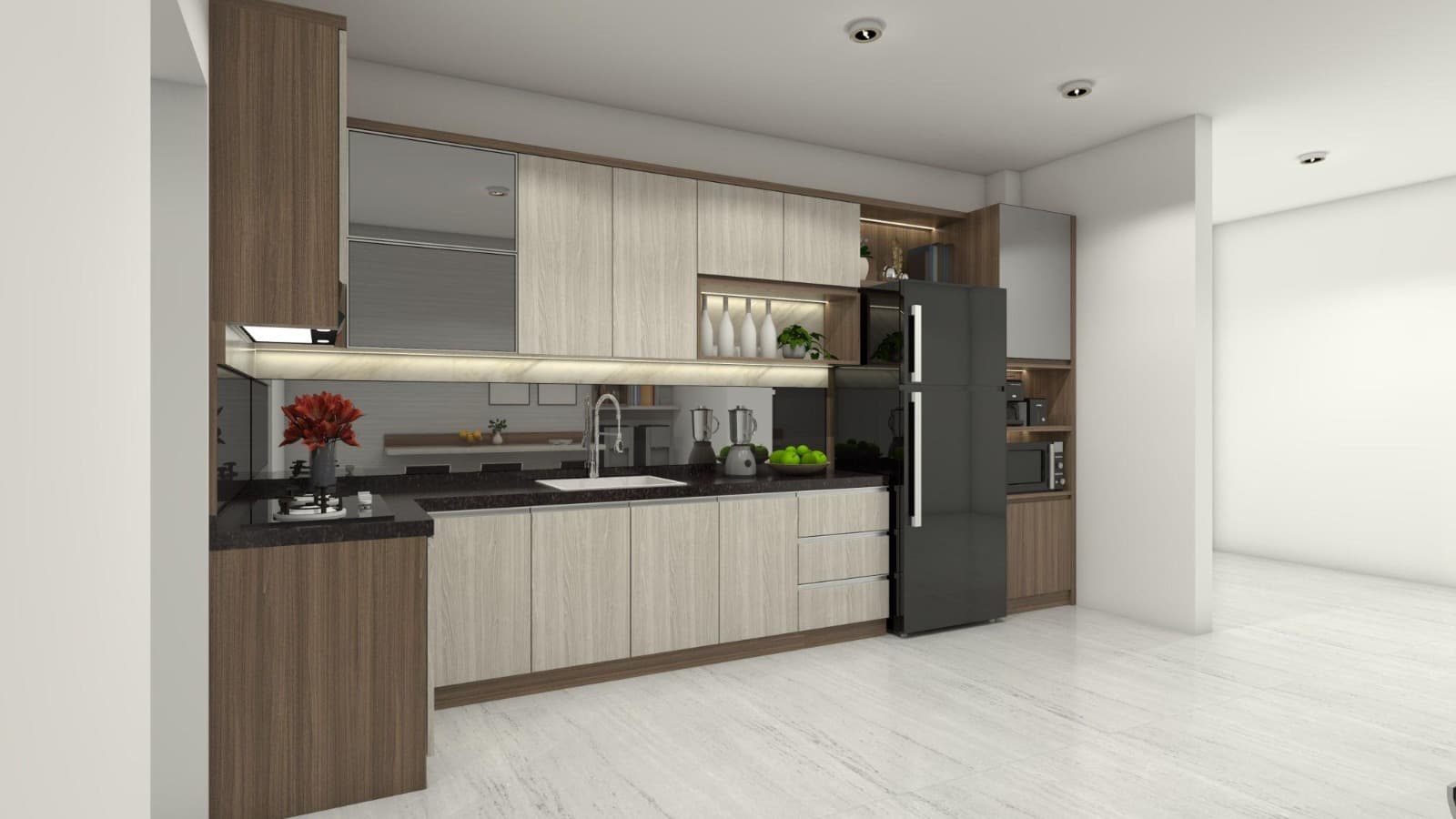 تصميم مطبخ مفتوح أنيق